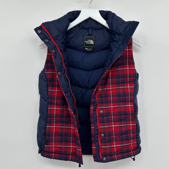 The North Face 700 Down Puffer Vest Jacket Womens Size XS Red Blue Zip Pockets - Picture 2 of 14